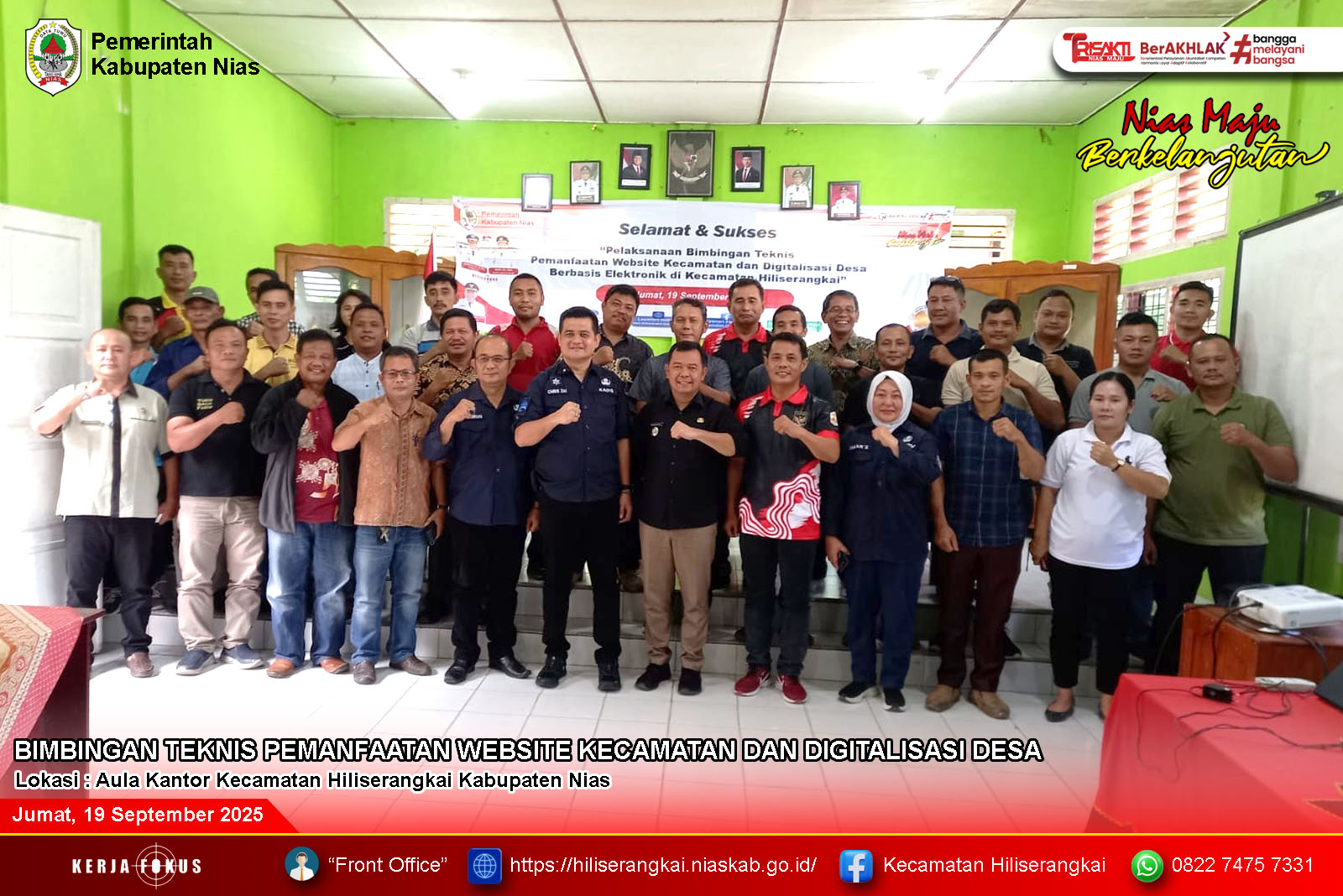 Pelaksanaan Bimbingan Teknis Pemanfaatan Website Kecamatan Dan Digitalisasi Desa di Kecamatan Hiliserangkai pada hari Jumat, 19 September 2025